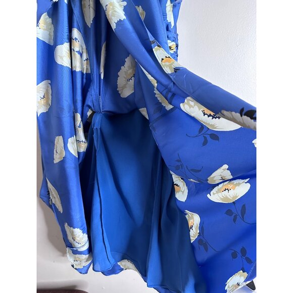 Luzi Chin Maggy Boutique Blue Floral Cottagecore Sundress V Neck Fit Flare Petit - Picture 7 of 8